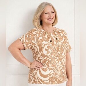 NWT Talbots METALLIC CREWNECK SWEATER  TWIRLING FLORAL size 3XP holiday cocktail